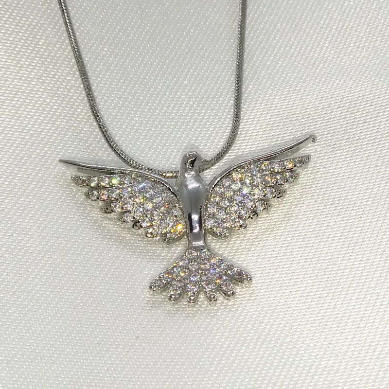 Подвеска серебряная с кристаллами Flight Bird Crystal Necklace Silver