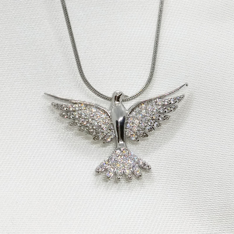 Подвеска серебряная с кристаллами Flight Bird Crystal Necklace Silver