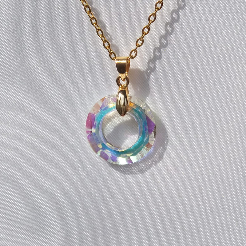 Подвеска золочёная с кристаллом Bagel Crystal Necklace Gold