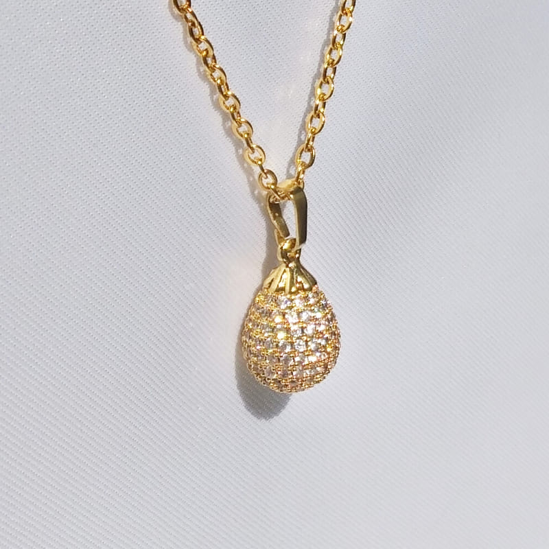 Подвеска золочёная с кристаллами Crystal Drop Necklace Gold