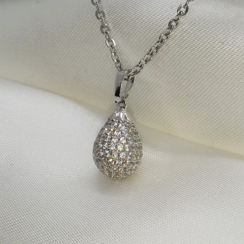 Подвеска серебряная с кристаллами Crystal Drop Necklace Silver