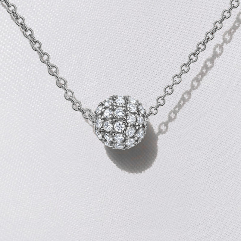 Подвеска серебряная с кристаллами Crystal Ball Necklace Silver