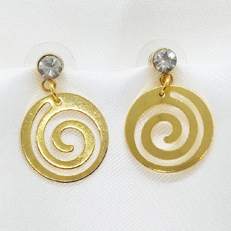 Серьги-пусеты золочёные с кристаллами Stud Earrings Crystal Spiral Disc Gold