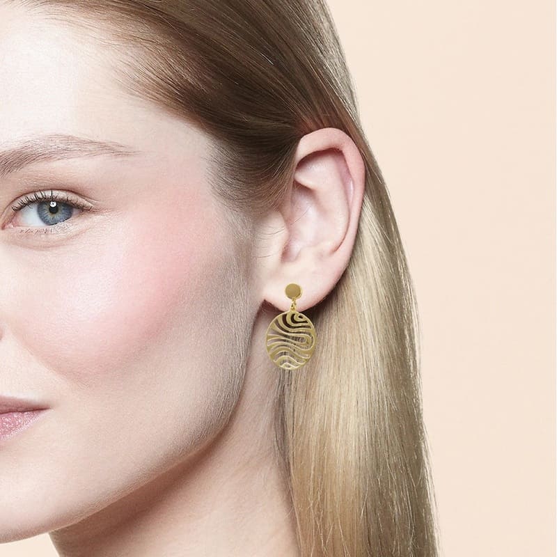 Серьги-пусеты золочёные Stud Earrings Disc Wave Gold