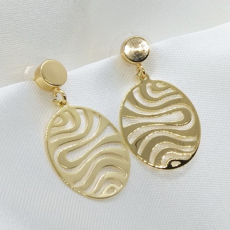 Серьги-пусеты золочёные Stud Earrings Disc Wave Gold
