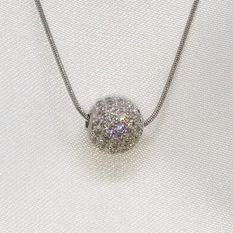 Подвеска серебряная с кристаллами Crystal Ball Necklace Snake Silver