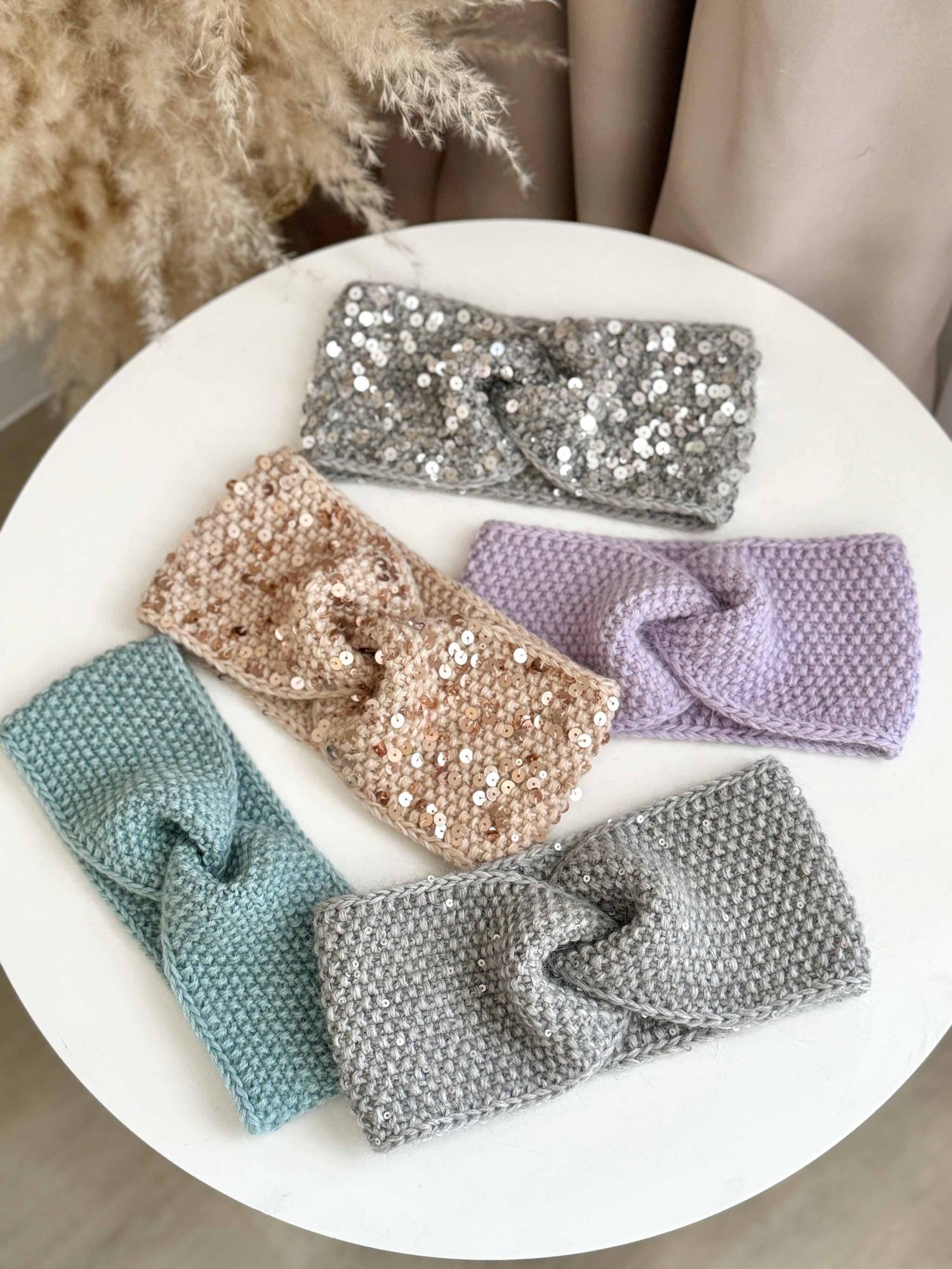 МК Повязка на голову жемчужная (+пайетки)