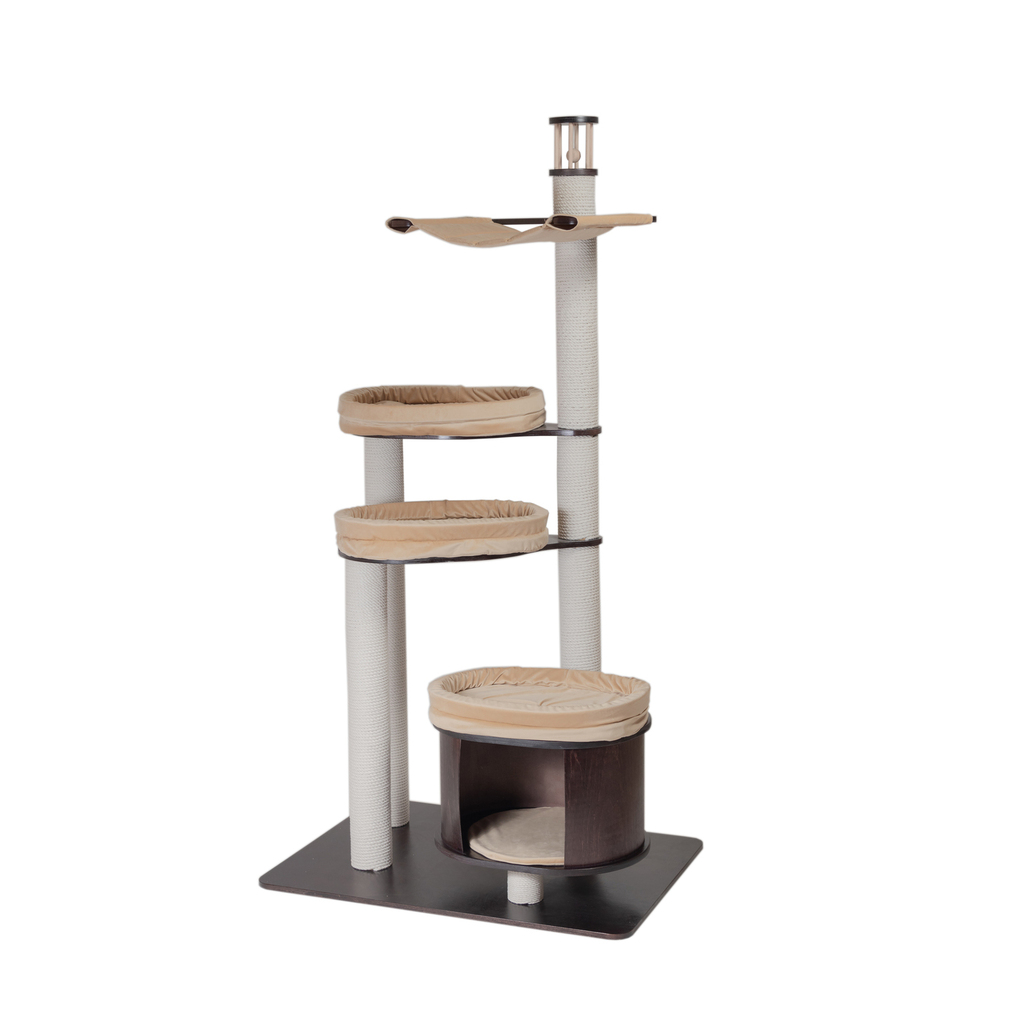 Игровой комплекс с домиком для кошки - три лежака и гамак 190 см