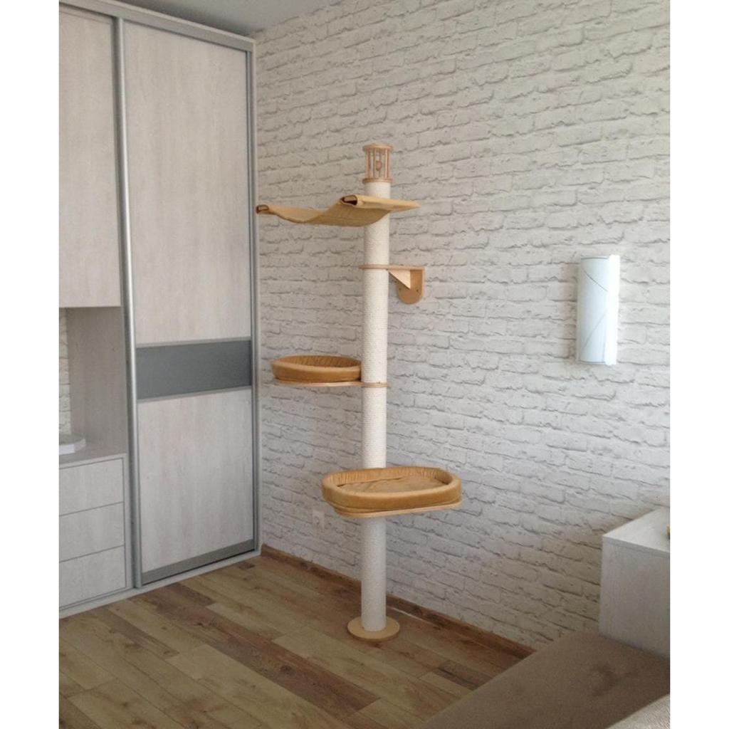 Когтеточка - хлопковая настенная с лежанками и гамаком для кошек 175 см