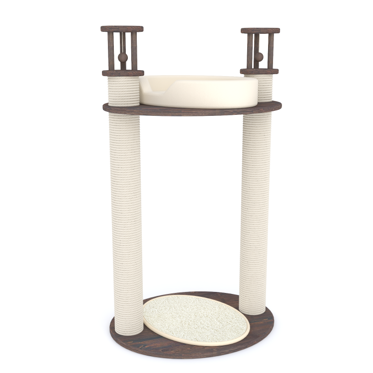 Двойная когтеточка с лежаками и игрушками для кошек (арт. KTK7)