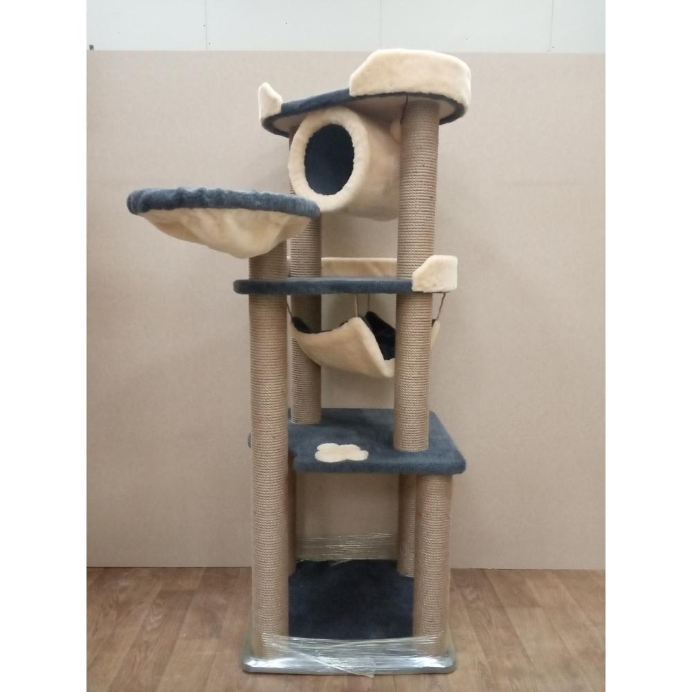 Многоярусная когтеточка с гамаком и домиком 160 см (арт. 97)