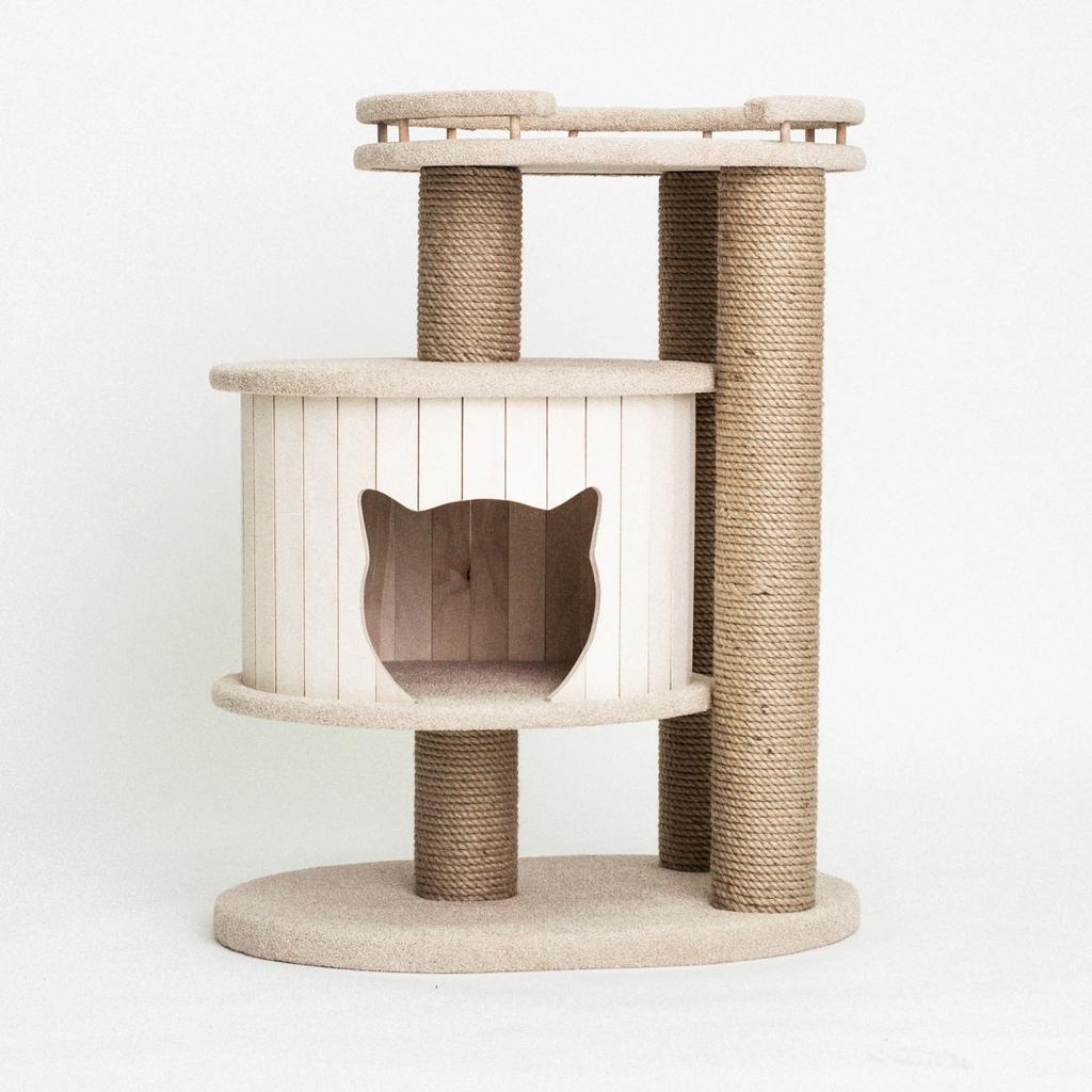 Небольшой комплекс для кошки с мягкой лежанкой и джутовым канатом (арт. berg)