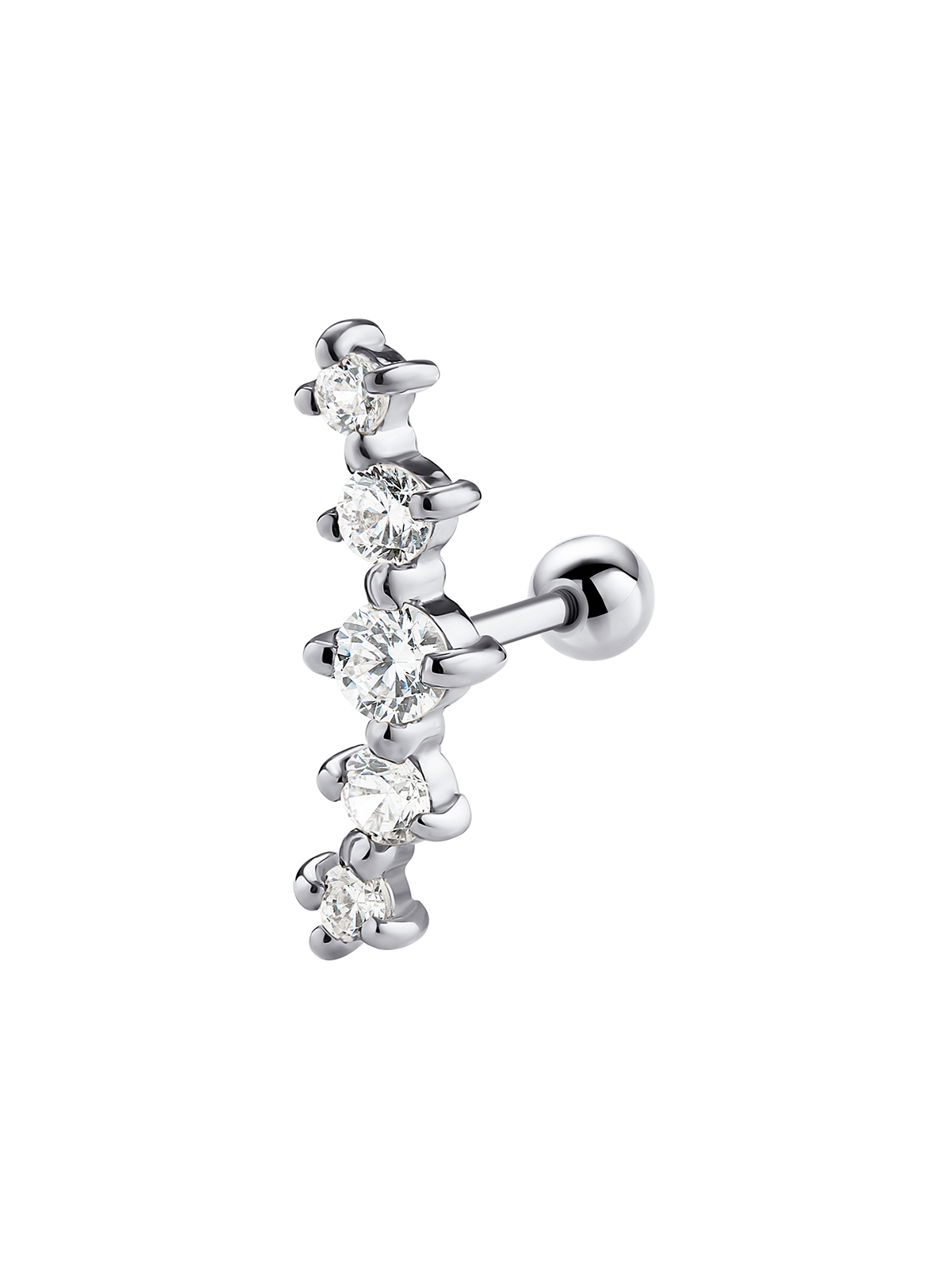 серьга для пирсинга 5 фианитов