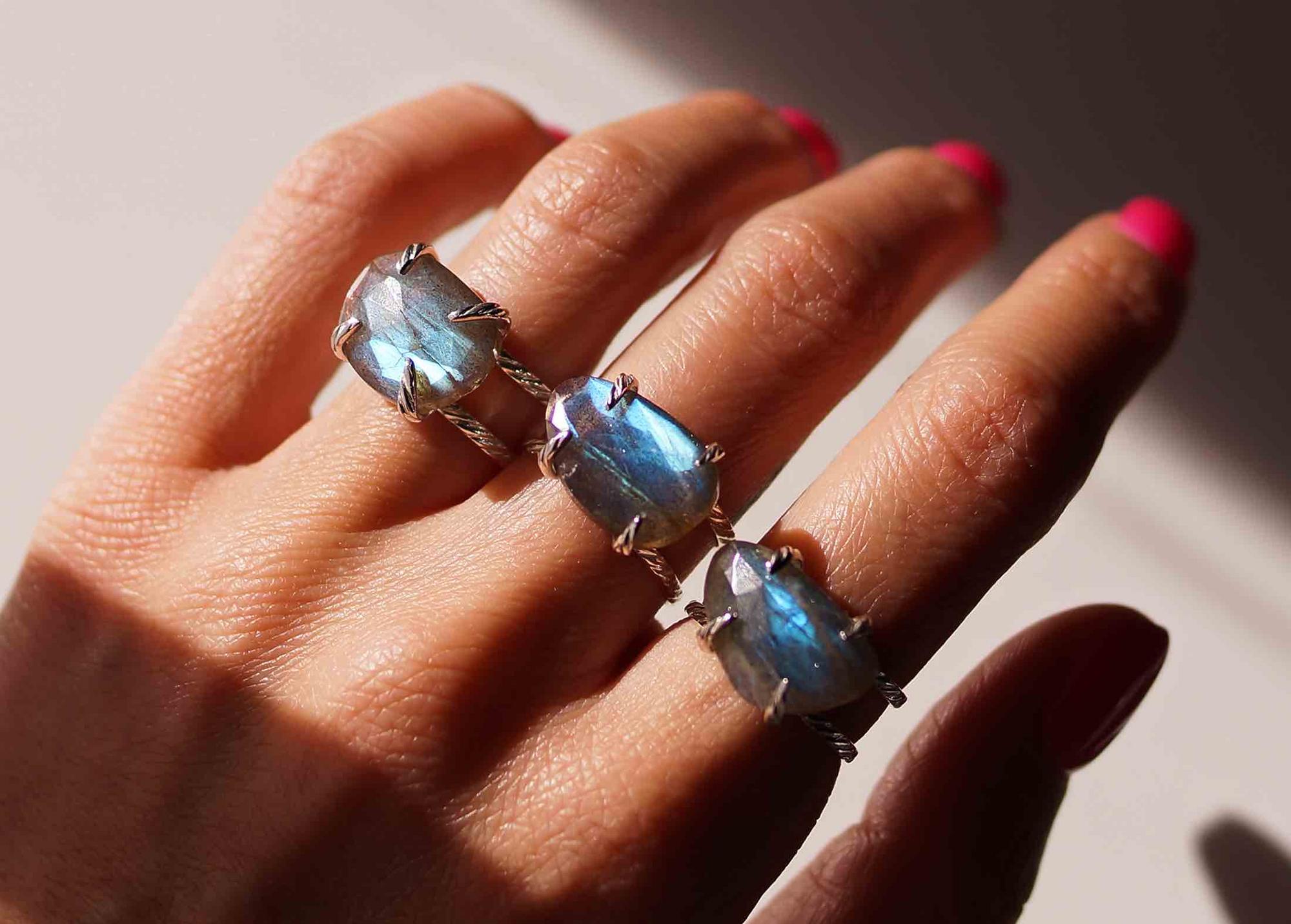 кольцо с лабрадоритом