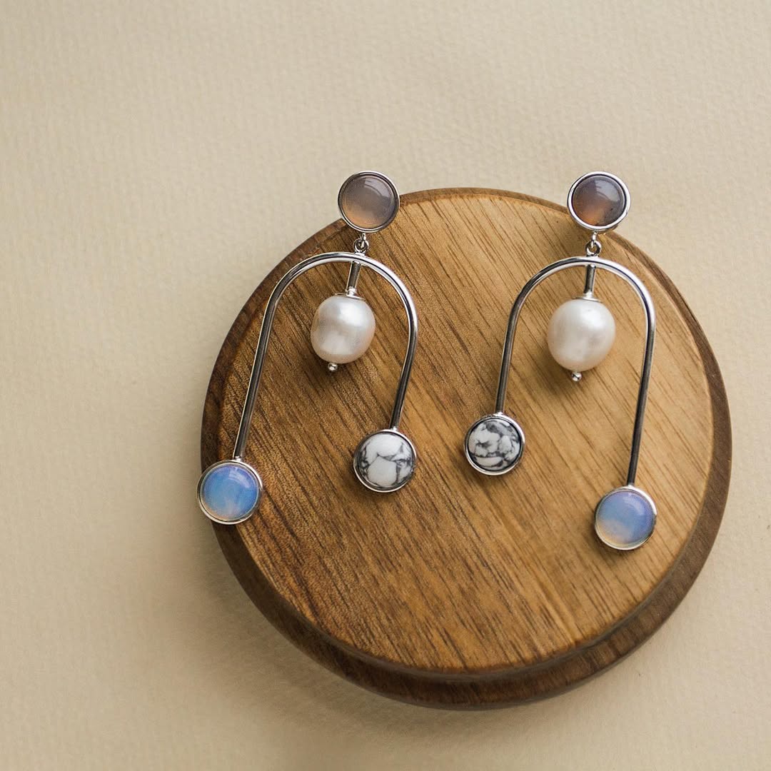 серьги-арки с жемчугом