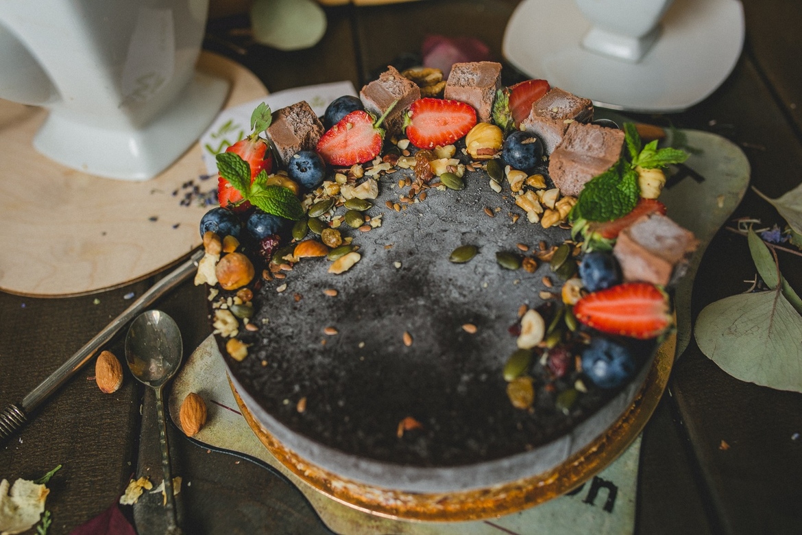 Шоколадно-фруктовый торт на агар-агаре