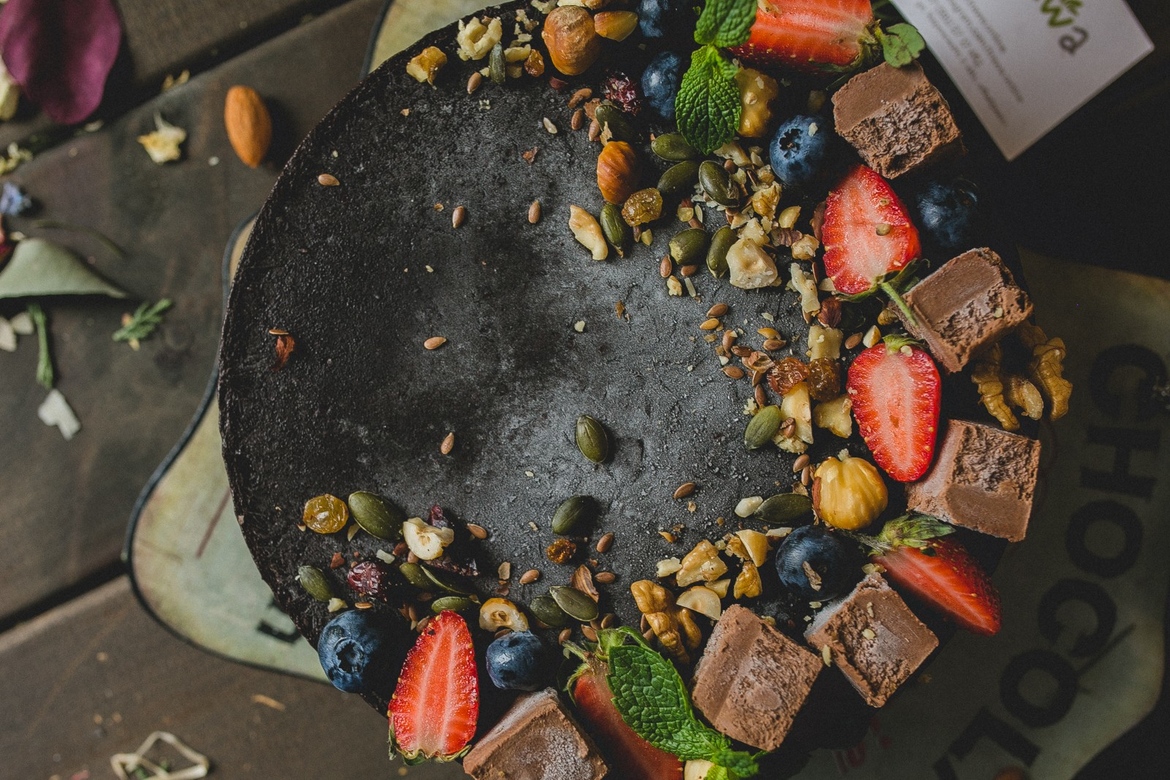 Шоколадно-фруктовый торт на агар-агаре