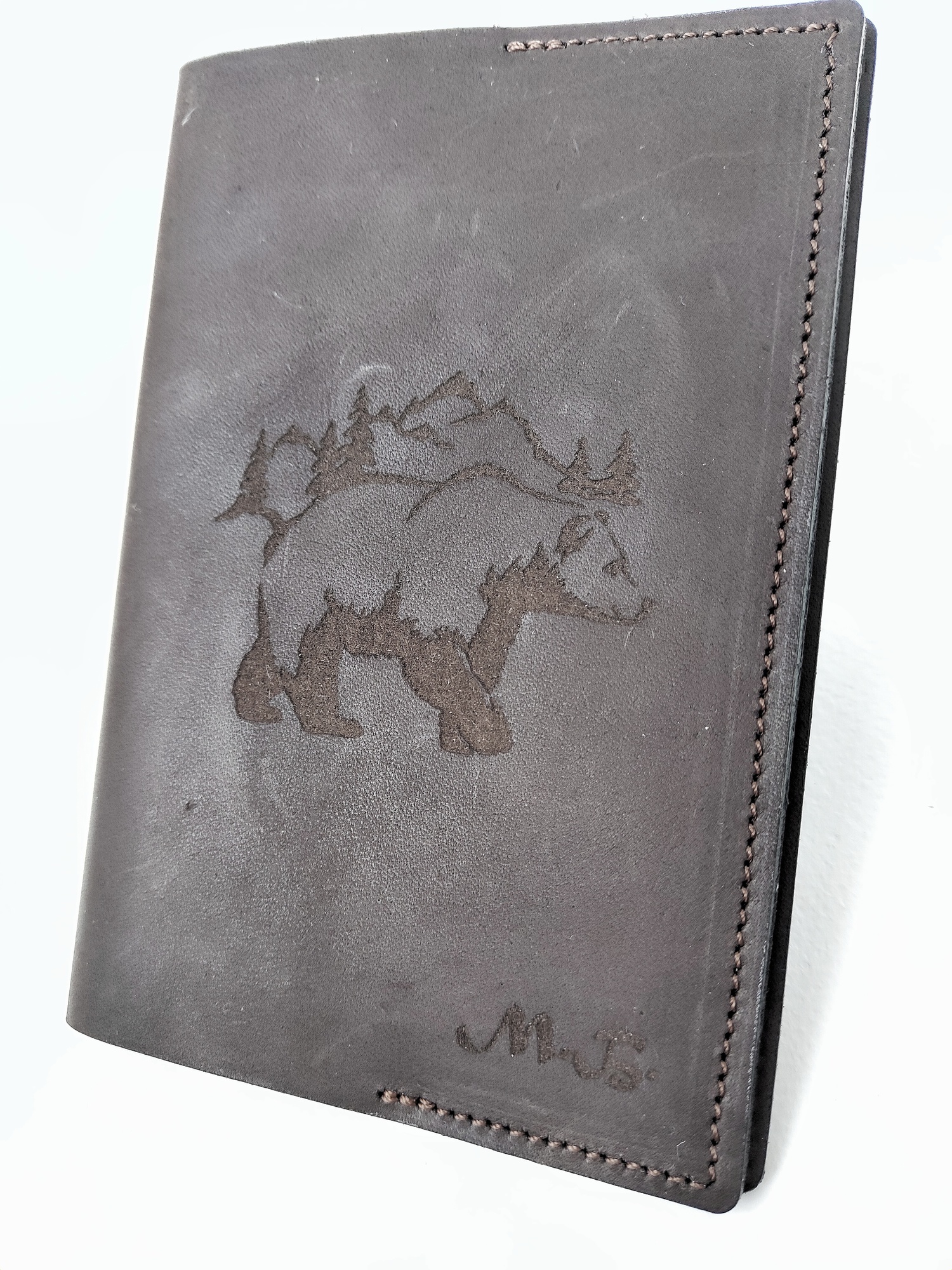 Обложка для паспорта МЕДВЕДЬ В ГОРАХ темный-шоколад