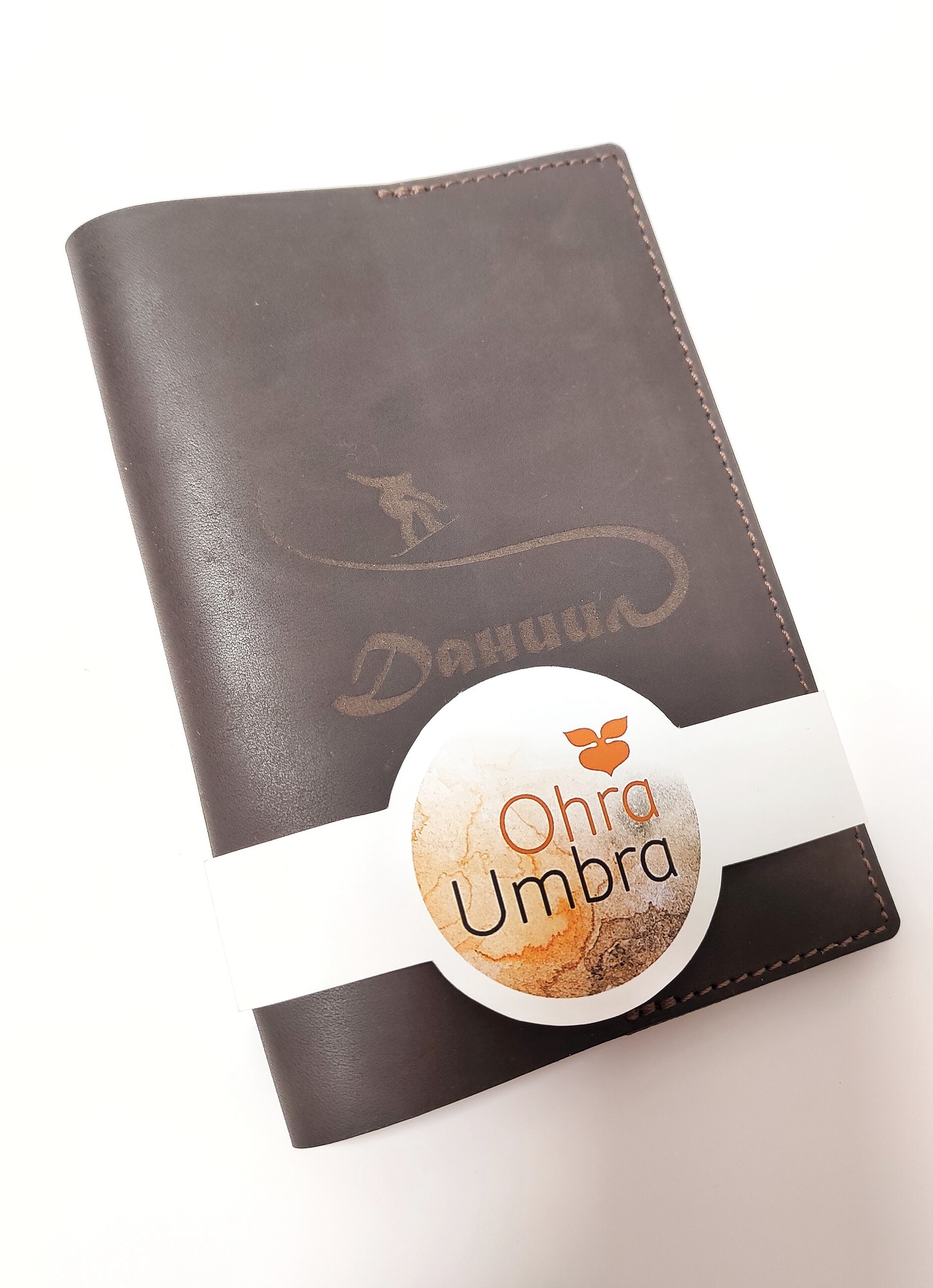 Обложка для паспорта СНОУБОРДИСТ темный шоколад