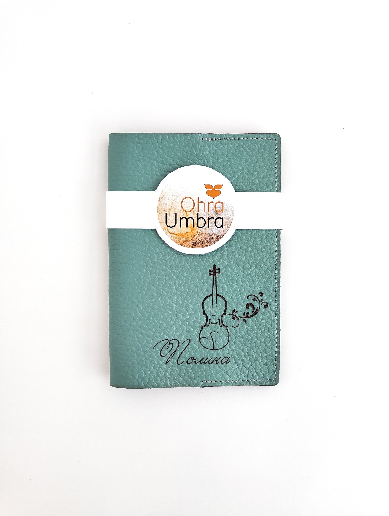 Обложка для паспорта СКРИПКА пыльно-мятный