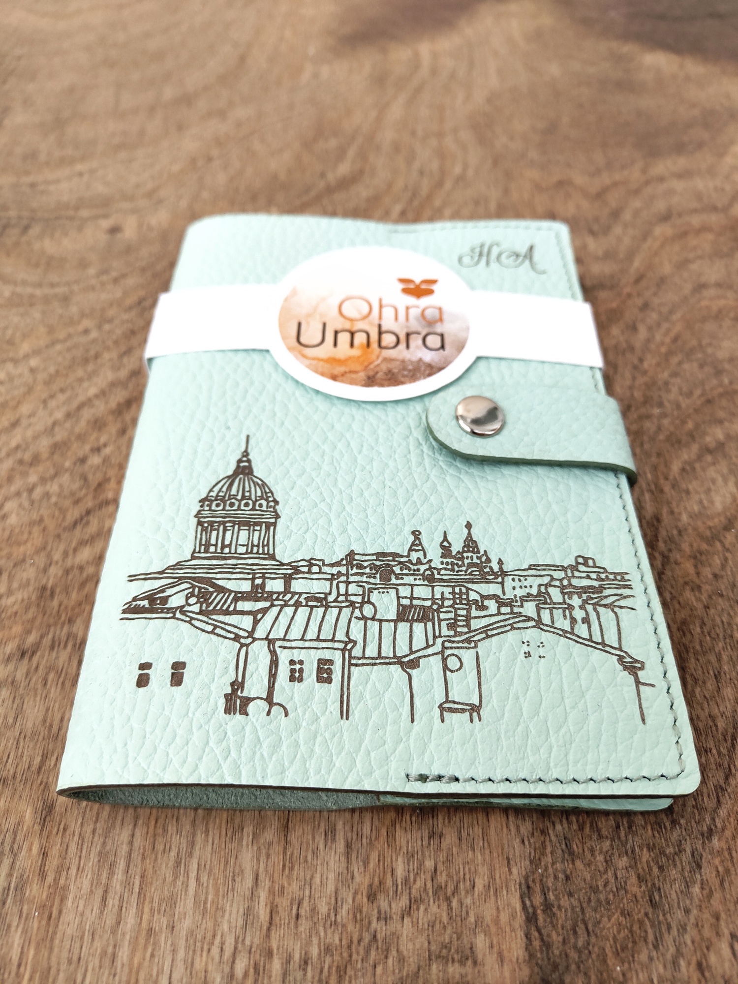 Обложка для паспорта КРЫШИ ПЕТЕРБУРГА небесная бирюза