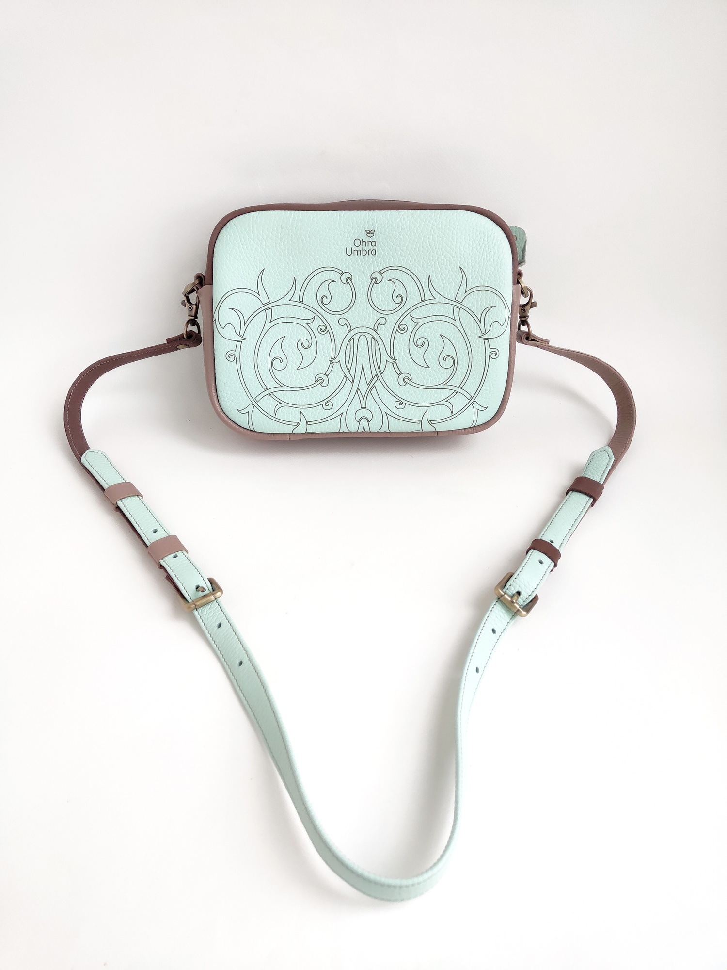 Сумка ФЛОРЕНЦИЯ небесная бирюза + пыльная роза + каштан