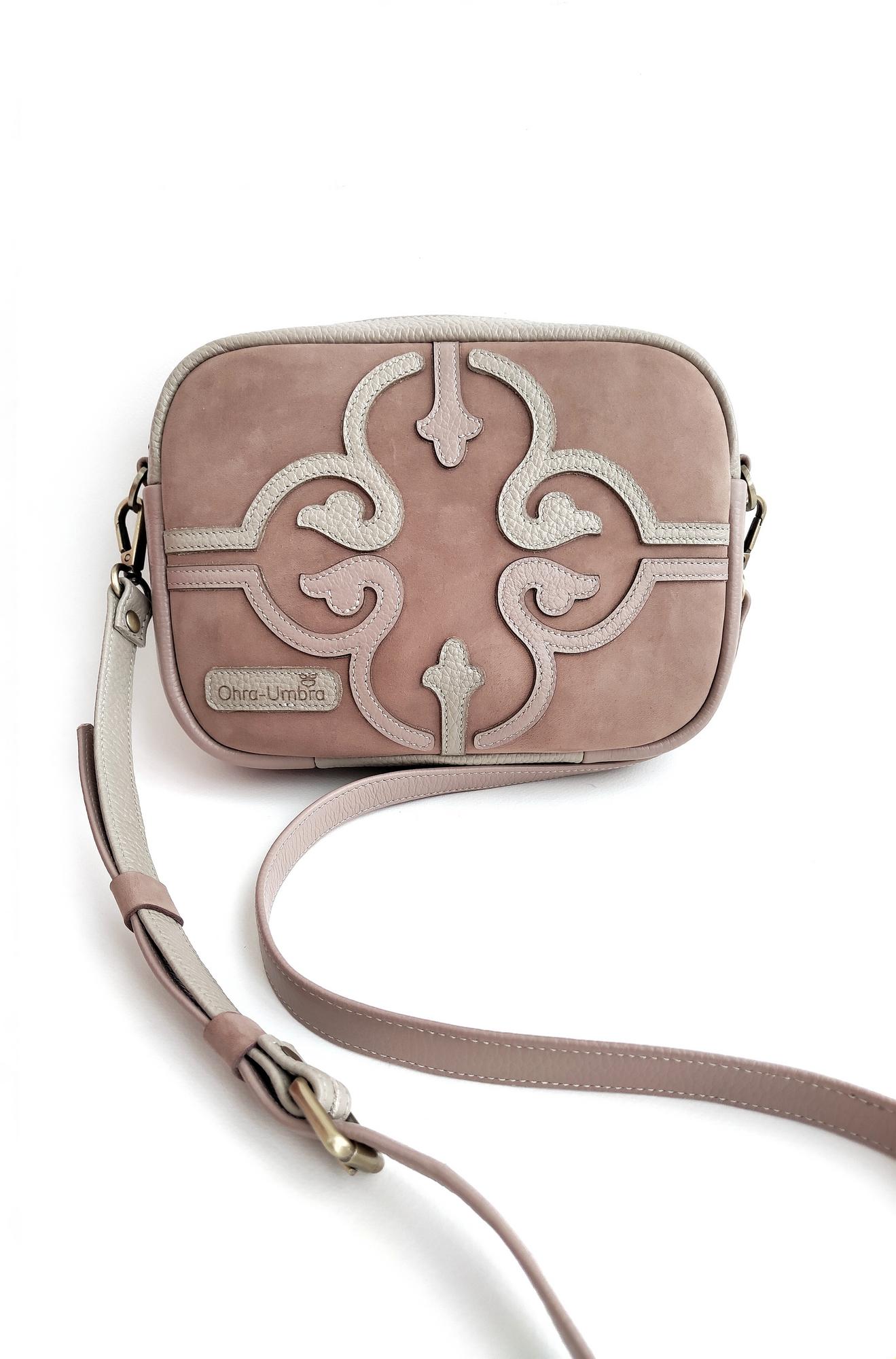 Сумка ТОСКАНА пыльно-лиловый + лён + пыльная роза