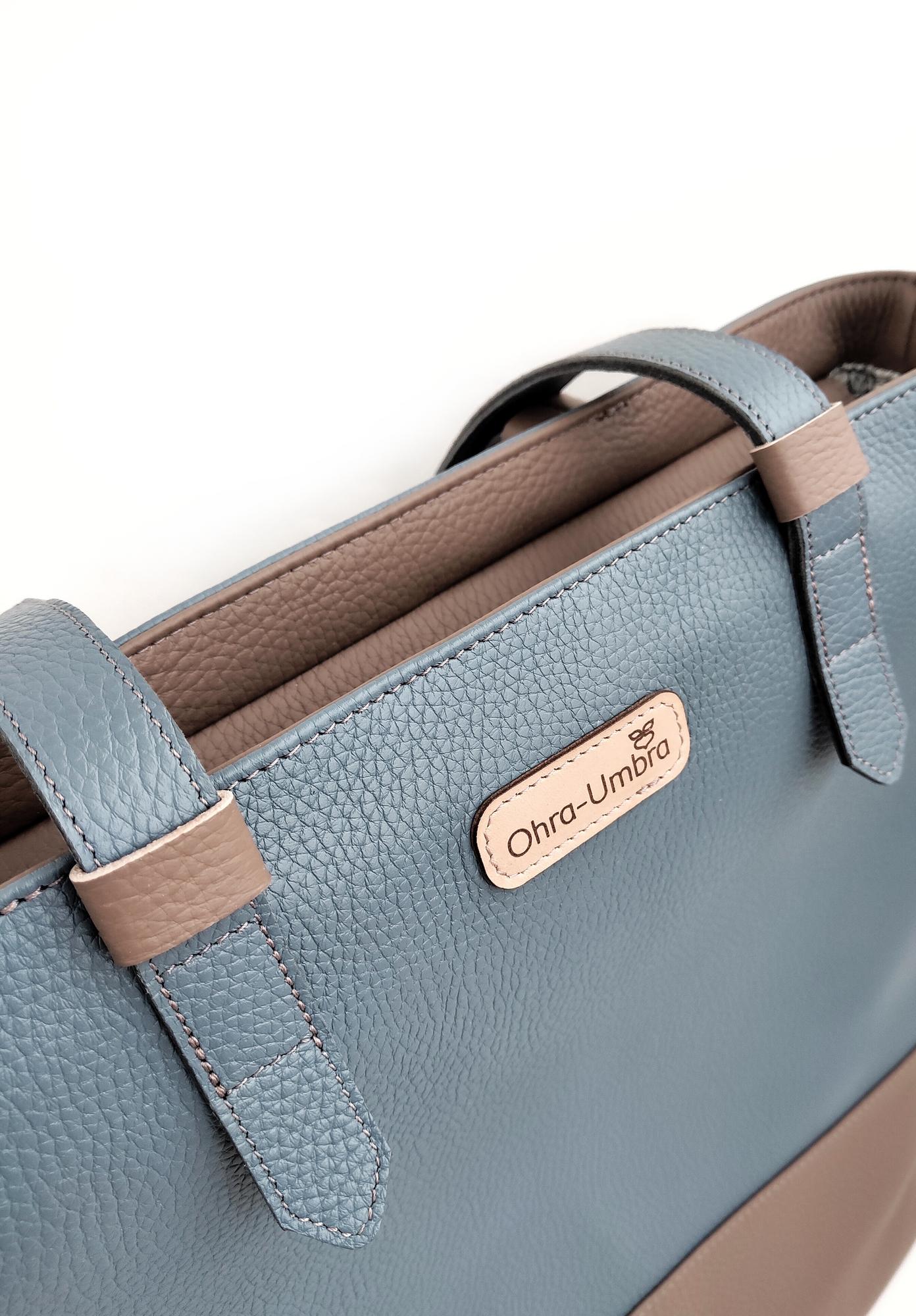 Сумка ЖЕНЕВА пыльно-голубой + капучино