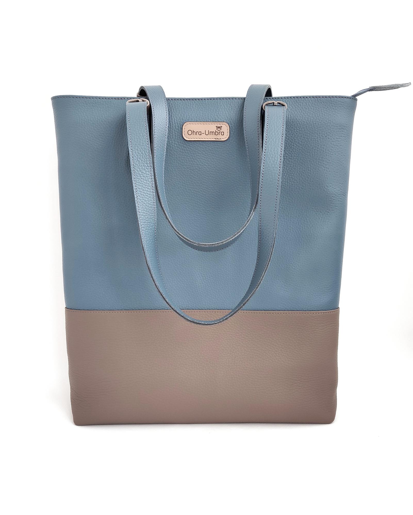 Сумка ЖЕНЕВА пыльно-голубой + капучино