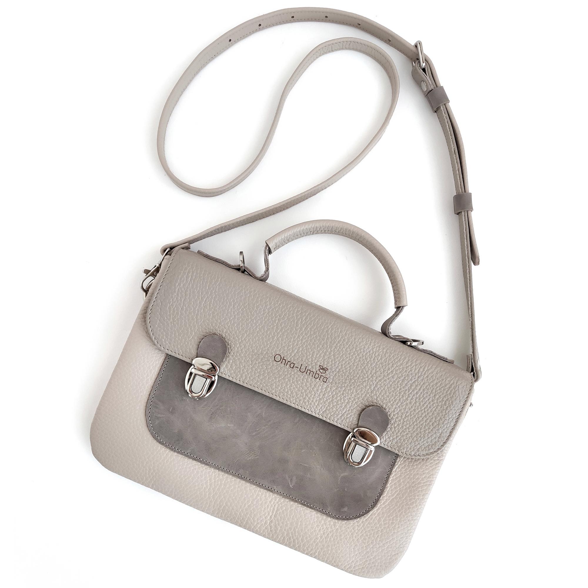 Сумка ДУБЛИН тофу + лён + серый мрамор