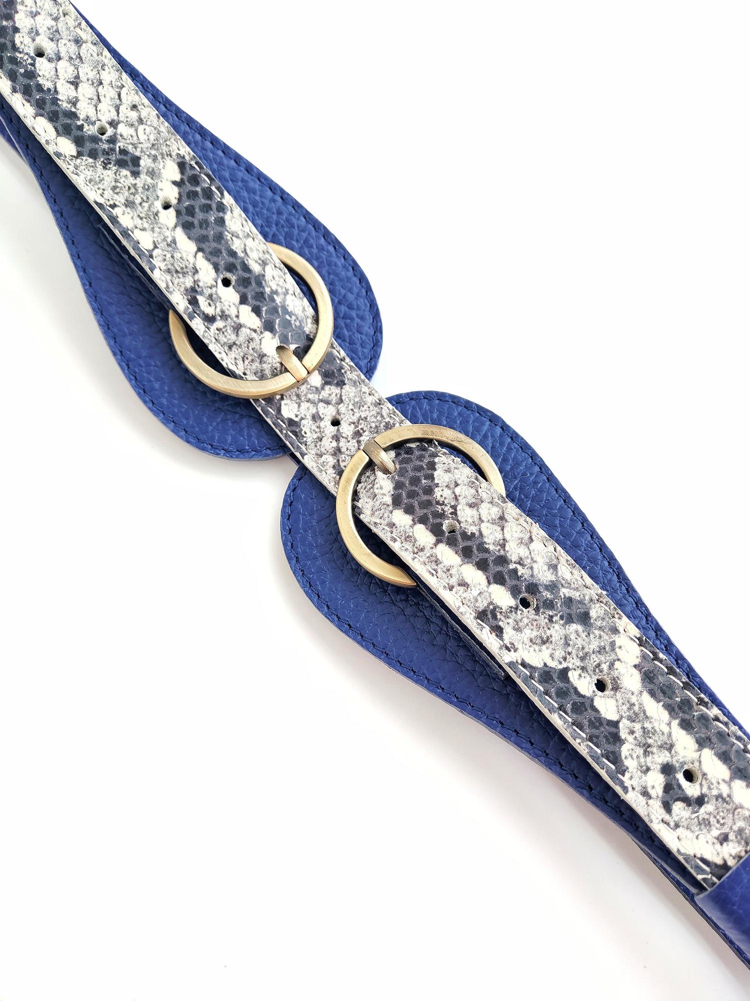 Ремень ДУГЛАС ультрамарин + ЧБ питон