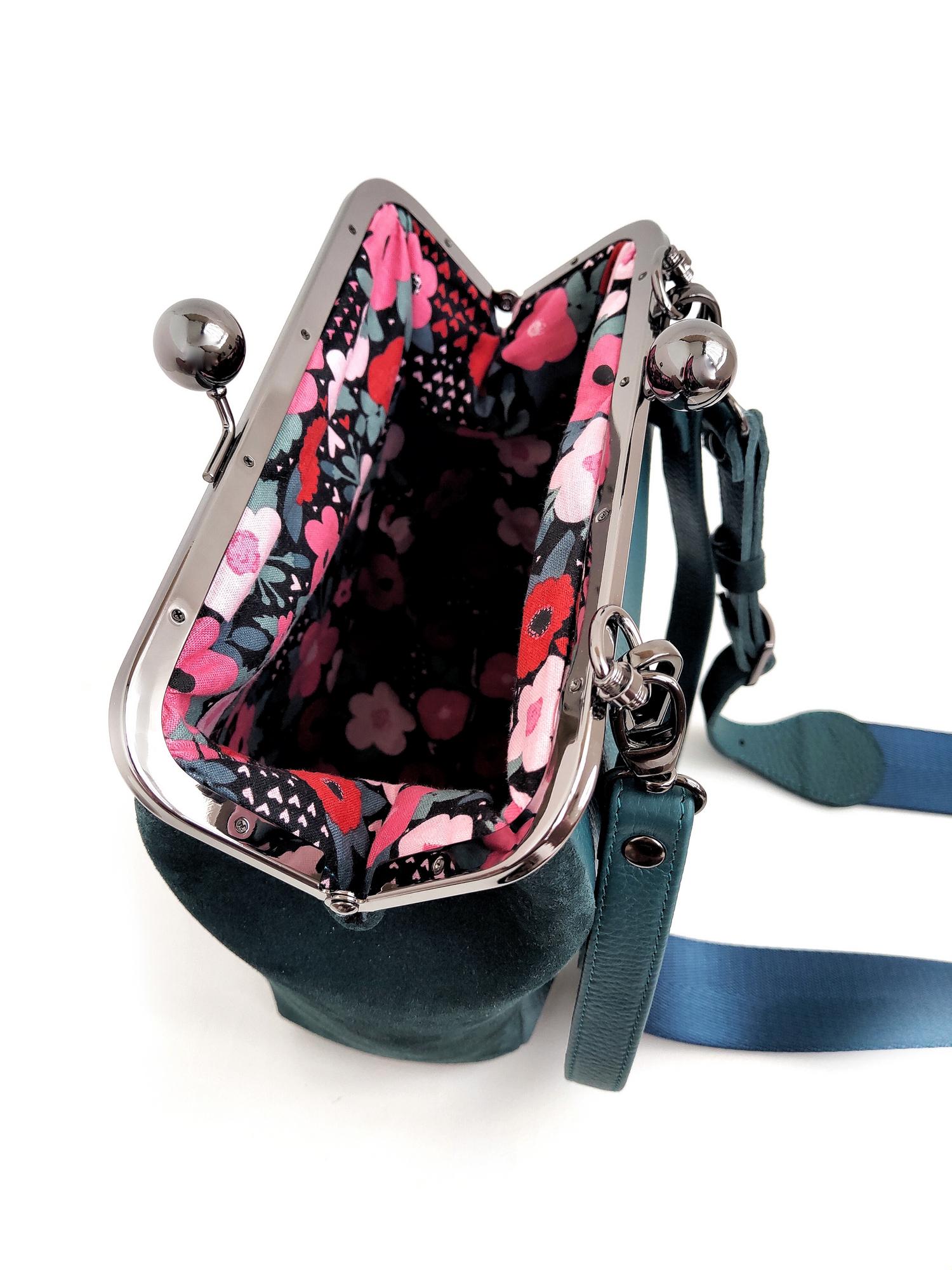 Сумка РОШЕ еловый (зернистая + замша) с ручкой из стропы