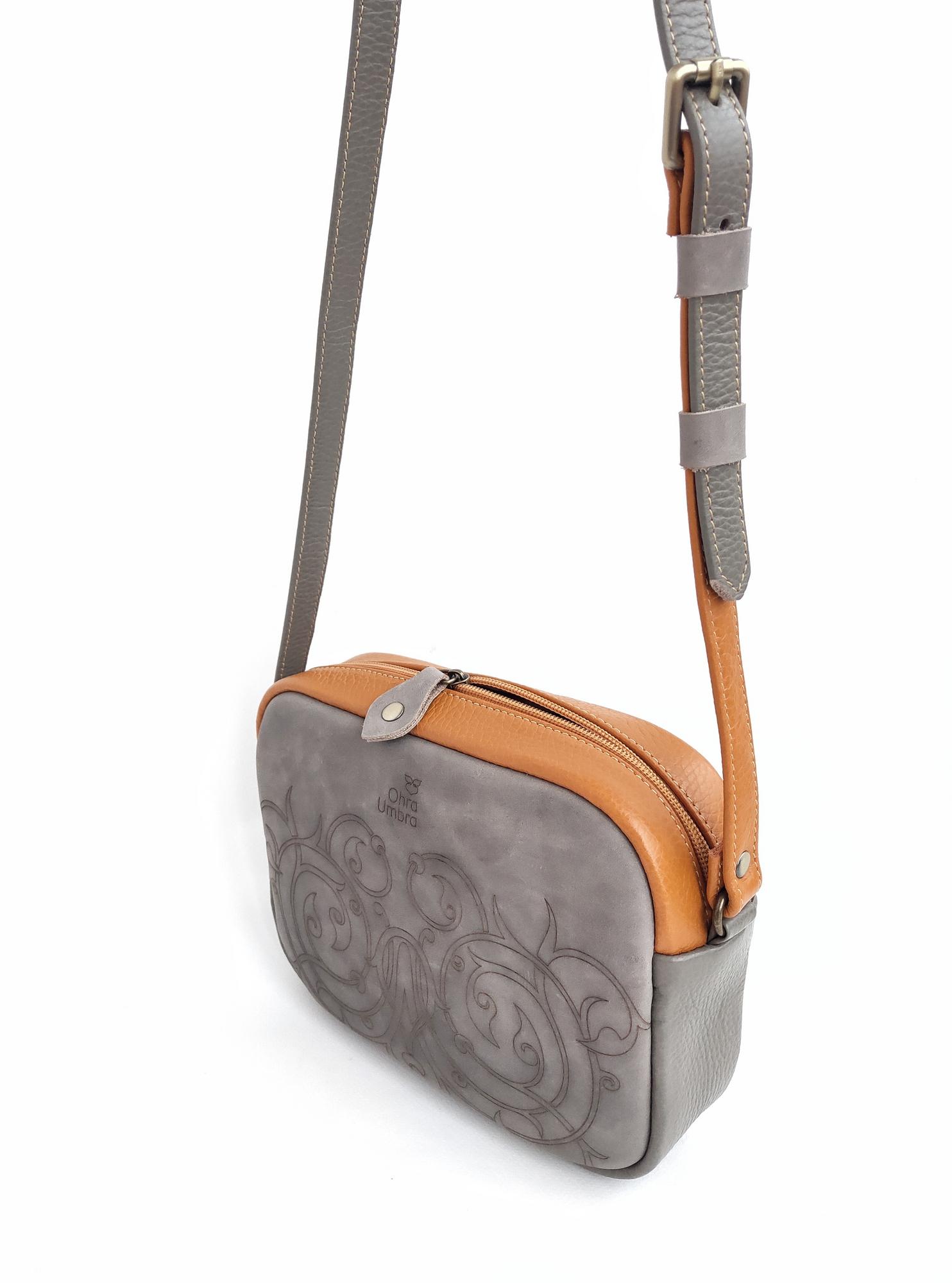 Сумка ФЛОРЕНЦИЯ серый мрамор + тыква + серый слон