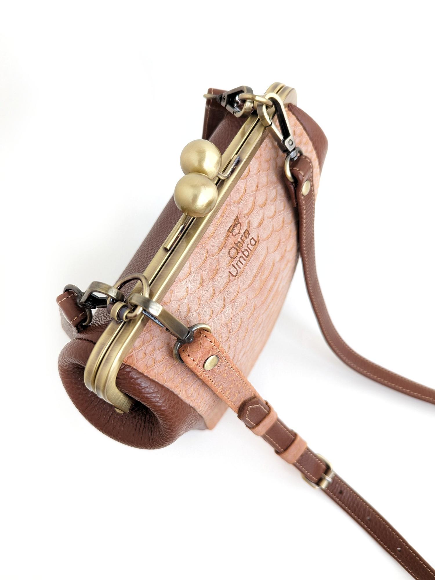 Сумка РОШЕ персиковый питон + лесной орех