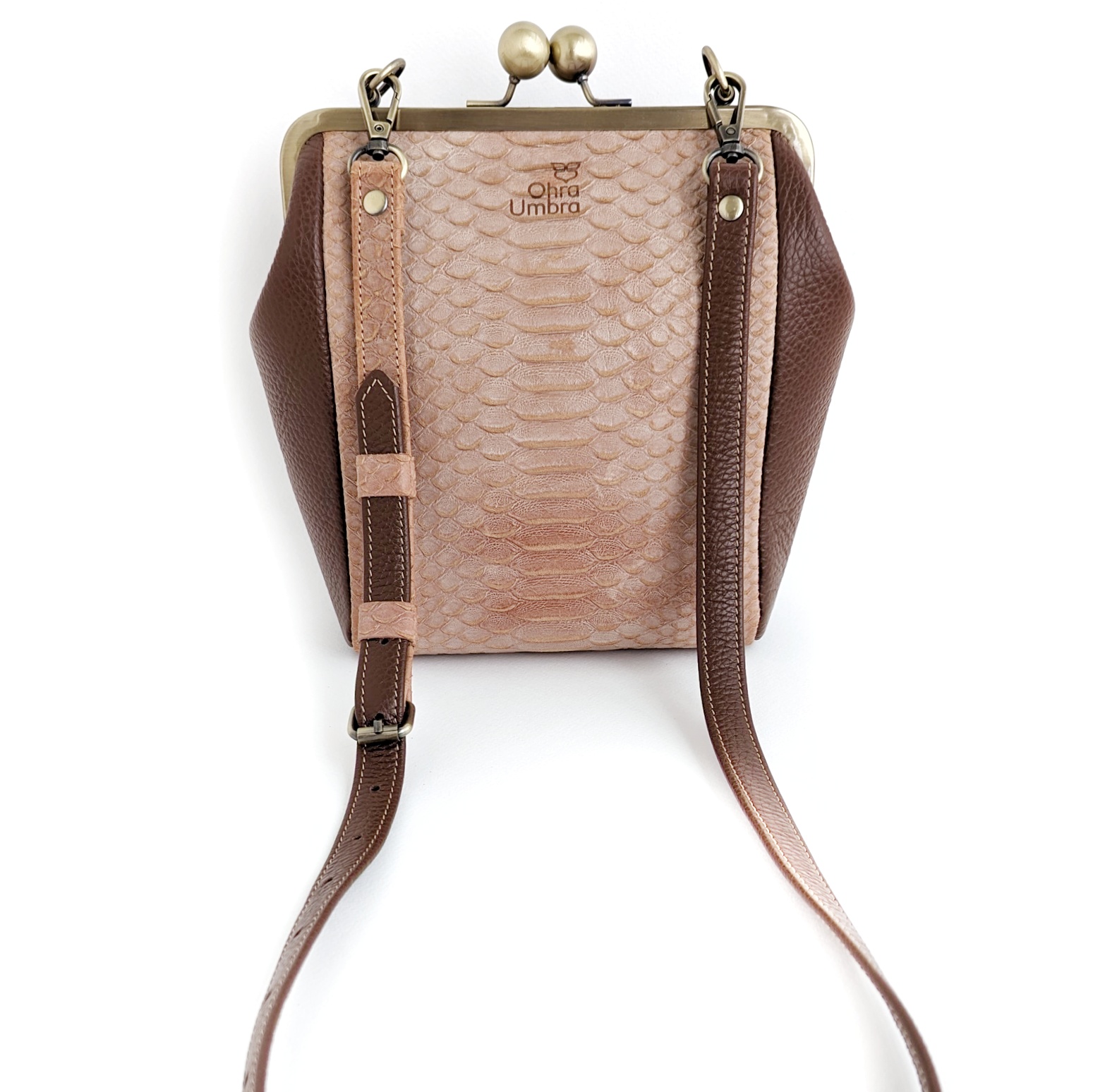Сумка РОШЕ персиковый питон + лесной орех