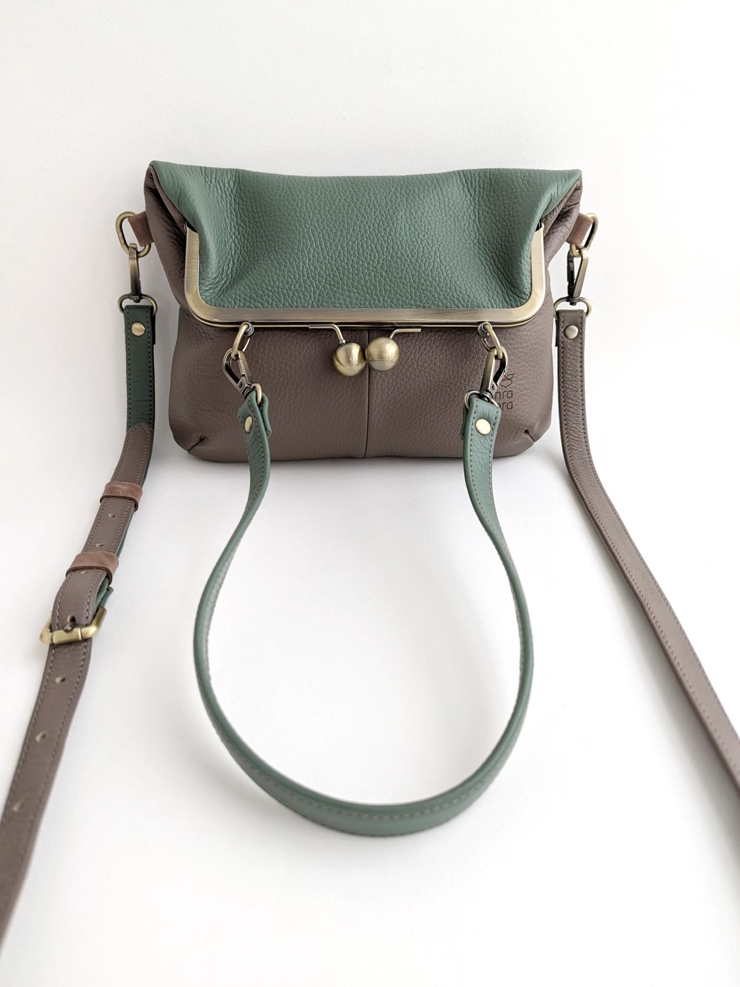 Сумка ДИЖОН капучино + нефрит + табак