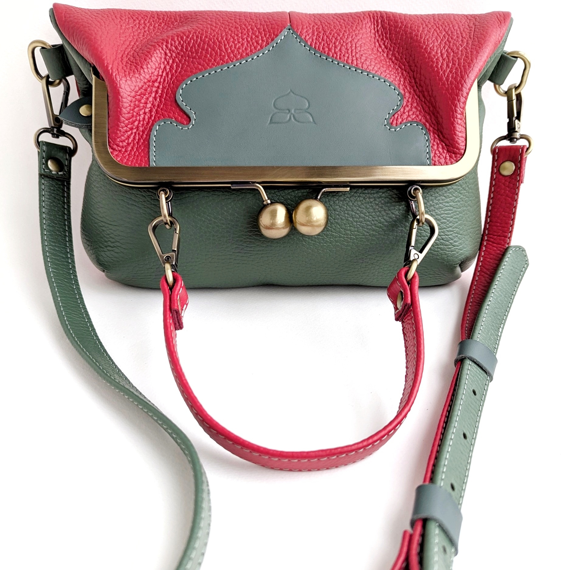 Сумка ДИЖОН томат + нефрит + полынь