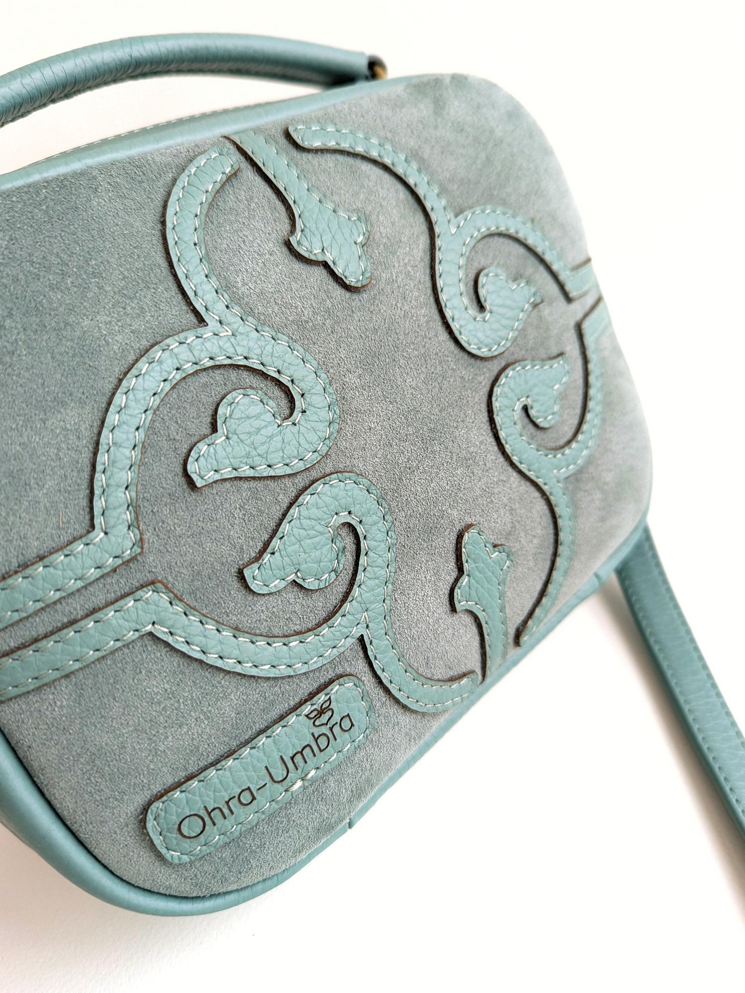 Сумка ТОСКАНА пыльно-мятная (зернистая + ворсовая)