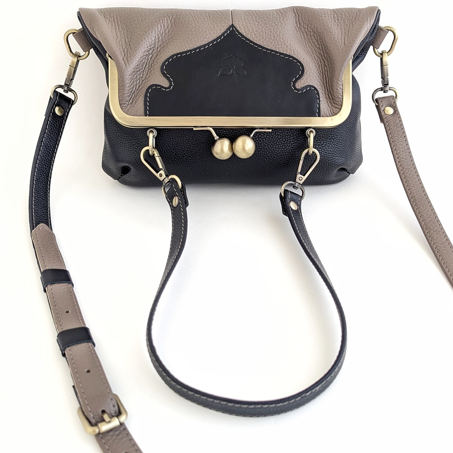 Сумка ДИЖОН капучино + чёрный