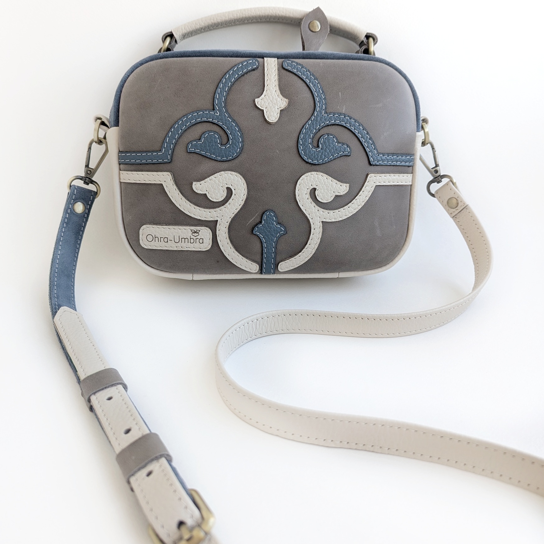 Сумка ТОСКАНА камень + молоко + джинсовый