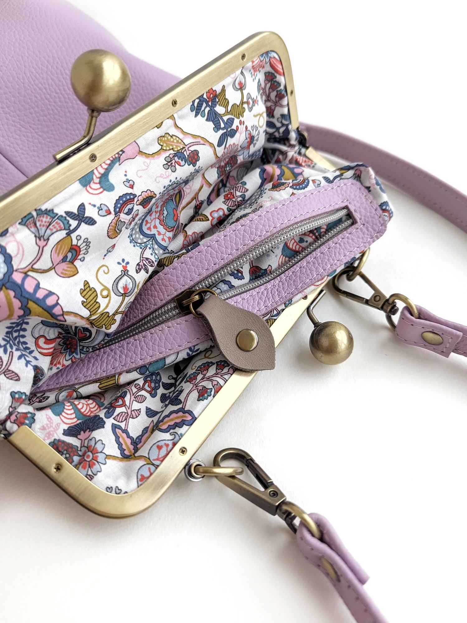 Сумка ДИЖОН лаванда + серебро + дым