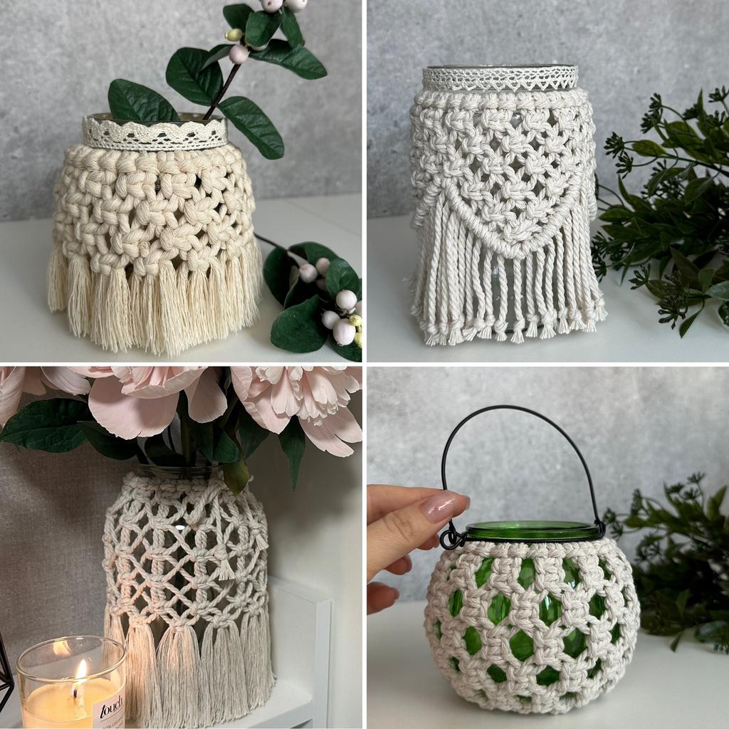 Плетение подсвечников в технике макраме. 4 варианта + чат поддержки