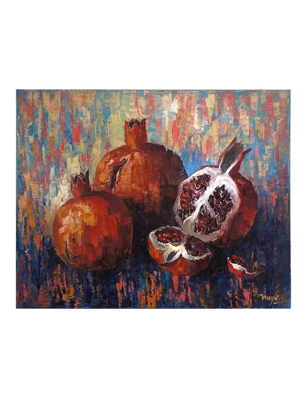 Картина "Натюрморт с гранатами. Синий"