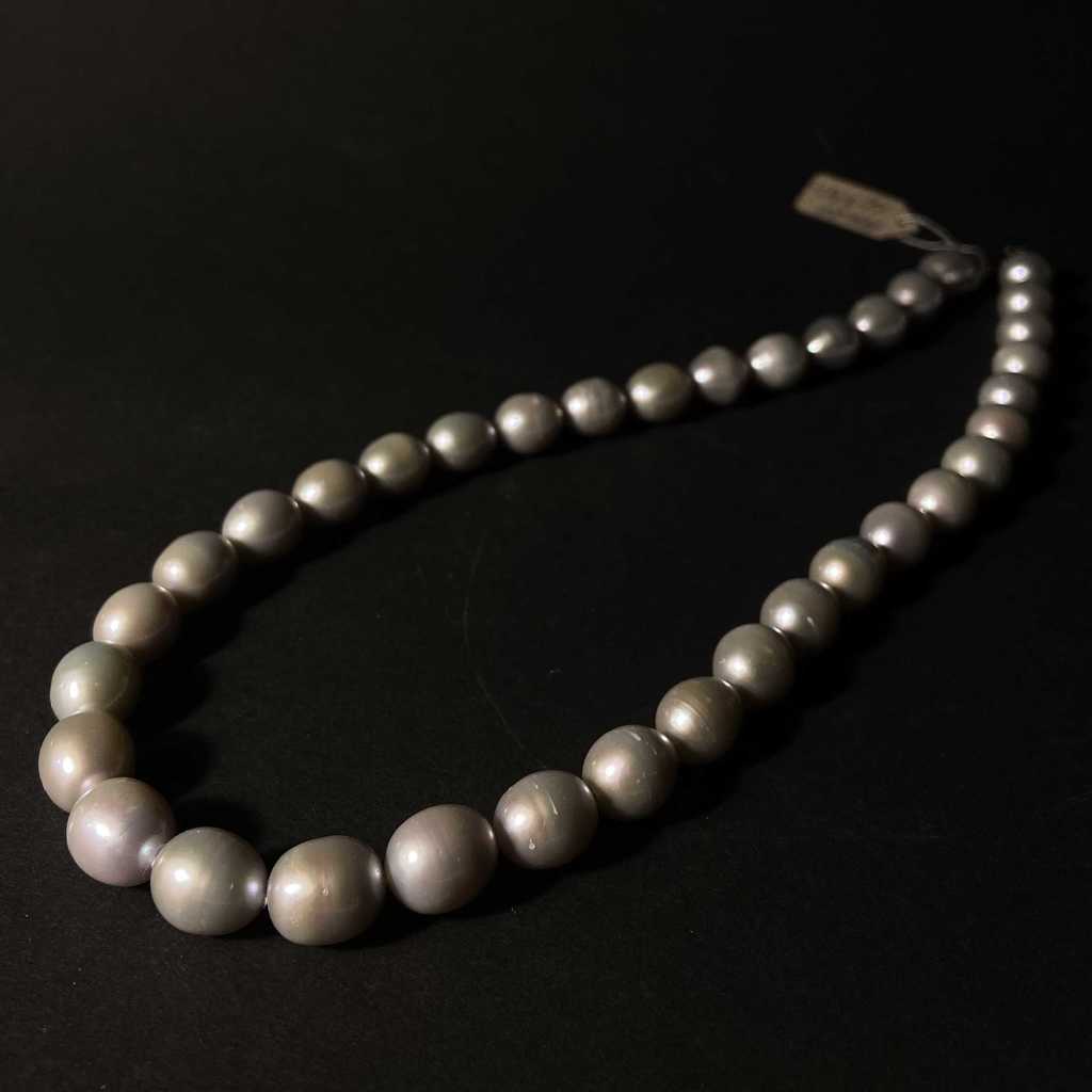 Бусы (жемчуг серый крупный) "Рис"