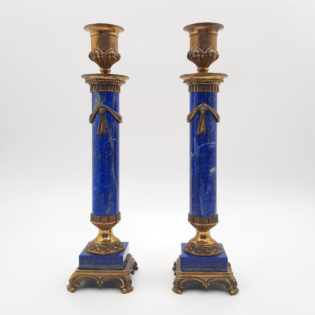 Подсвечники "Императорские"(пара), лазурит, бронза