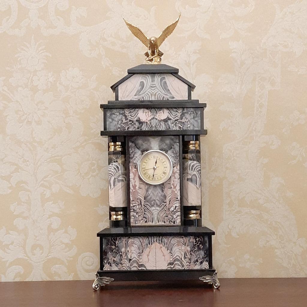 Часы "Орёл", яшма, бронза