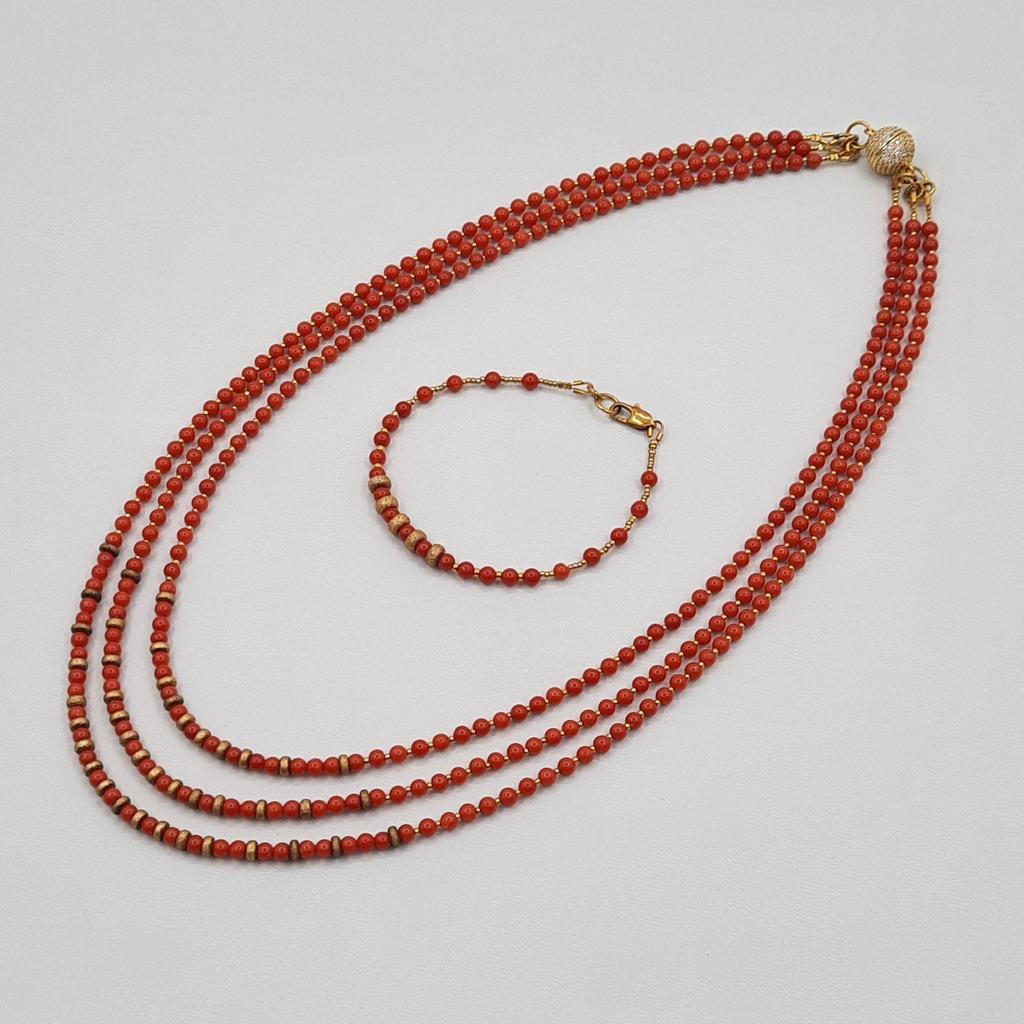 Колье + браслет, коралл, Сардиния