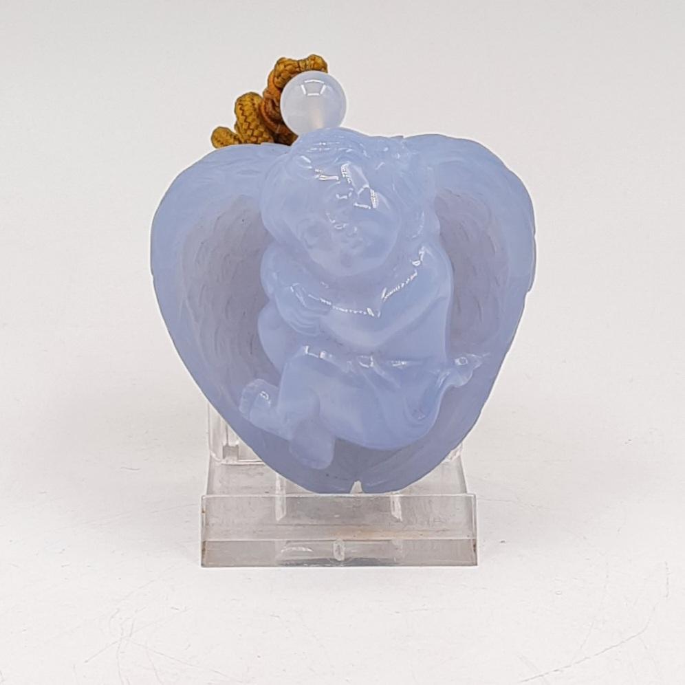 Подвес "Спящий ангел", сапфирин-голубой халцедон, Турция