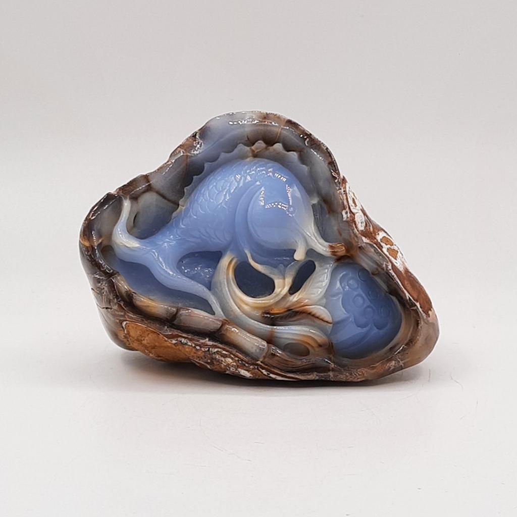 Скульптура "Рыбка", халцедон голубой, Турция