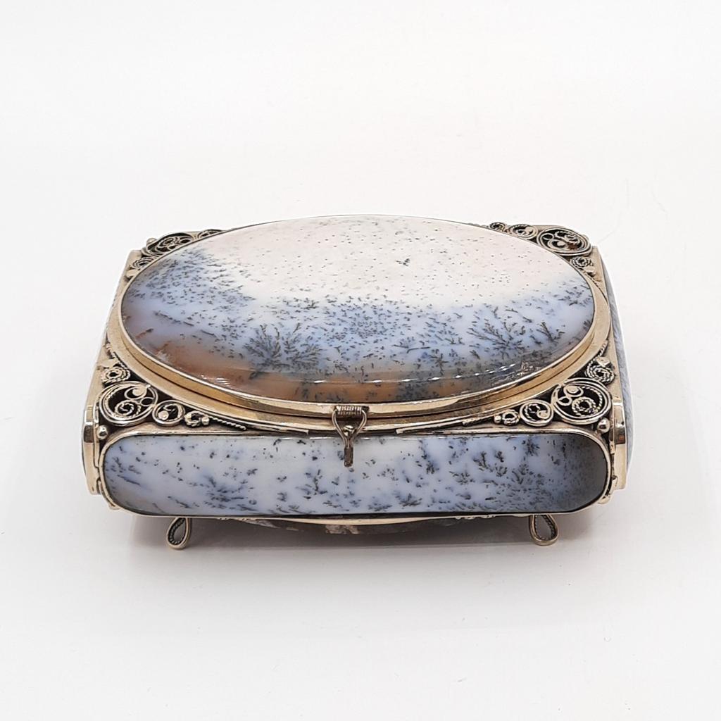 Шкатулка с филигранью, агат пейзажный